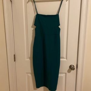 Green cut out back midi dress
